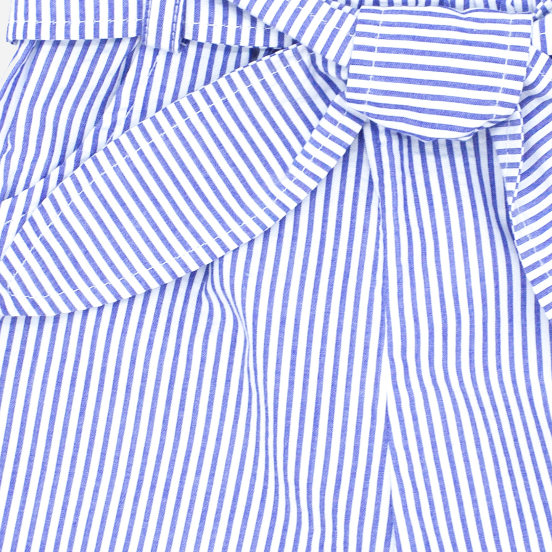 sold at Bombon shop, designed by Fina Ejerique brand, blue striped shorts for girls are perfect for spring and summer. zoom view