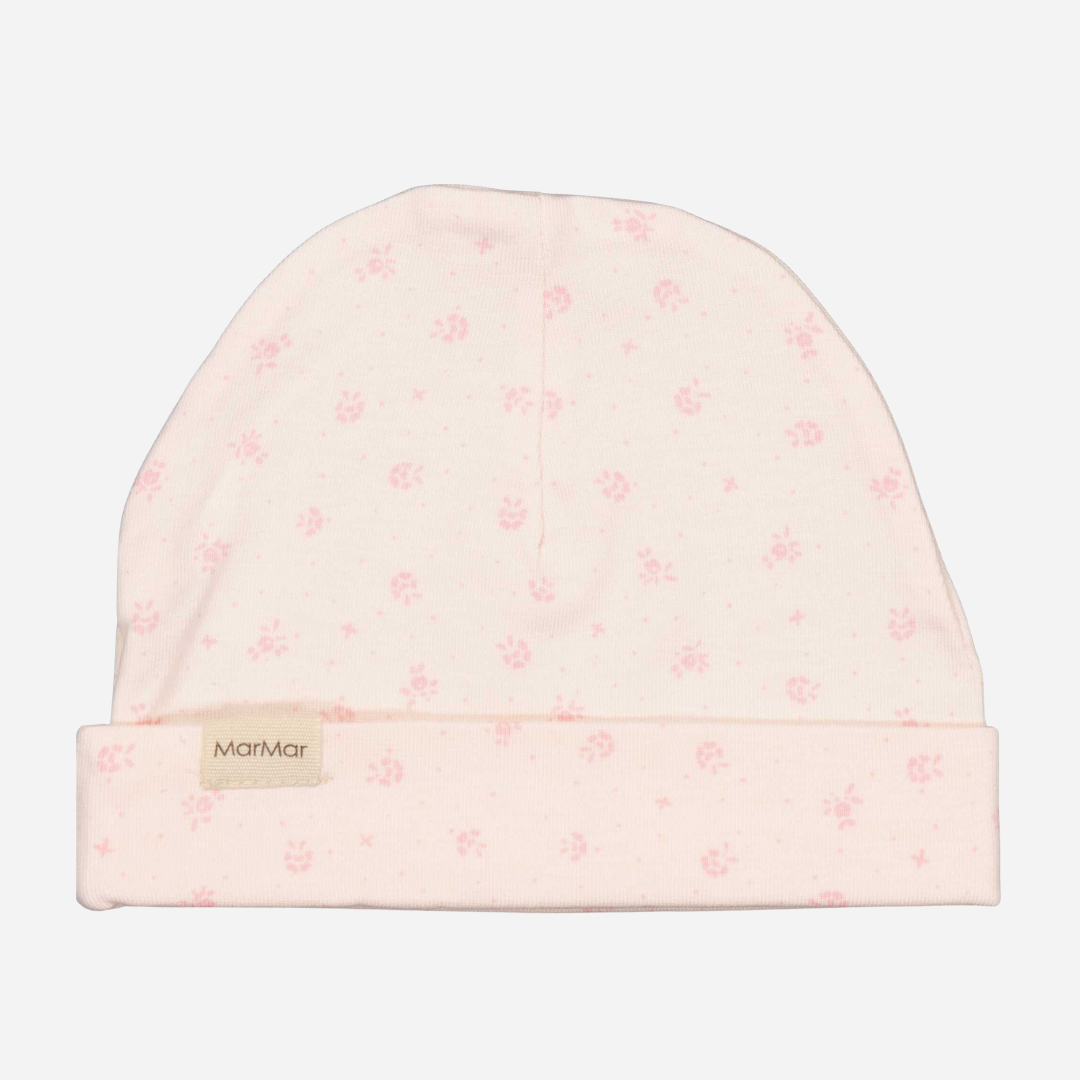 Sold at Bombon shop, designed by Mar Mar Copenhagen brand, this soft hat in a cute floral print for baby girls is perfect for any occasion.