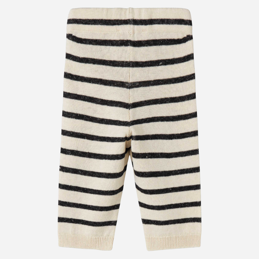 Sold at Bombon shop, designed by Mar Mar Copenhagen, Powy baby knit pants in Off White Stripe linen and cotton blend