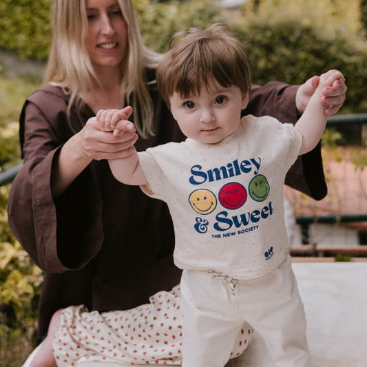 sold at Bombon, designed by The New Society kids t-shirt with multicolor smiley graphic in soft cotton blend relaxed fit casual style