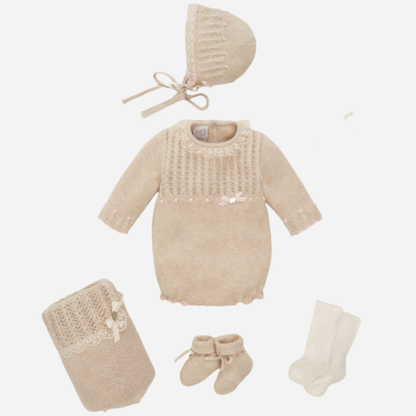 Alegria Bonnet | Beige & Light Pink