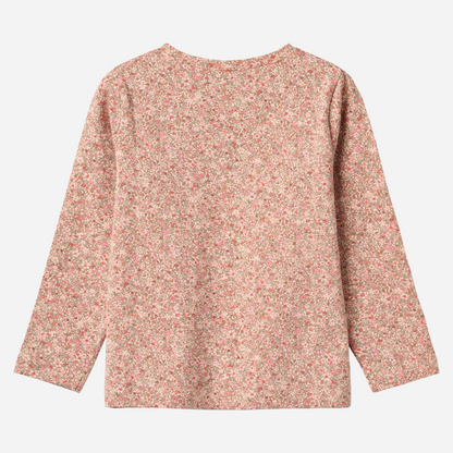 Sold at Bombon shop, designed by Wheat, this long-sleeve top features a delicate dusty pink floral print on a soft cotton blend. back