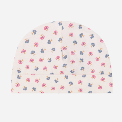 Sold at Bombon shop, designed by Mar Mar Copenhagen, Aiko baby hat in Mini Flower print modal and organic cotton blend