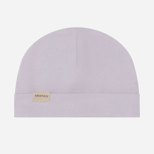 Sold at Bombon shop, designed by Mar Mar Copenhagen, Aiko ribbed modal baby hat in Sweet Violet