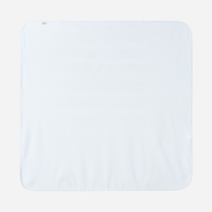 Sold at Bombon shop, designed by MarMar Copenhagen — powder blue organic cotton baby blanket with scalloped edge.