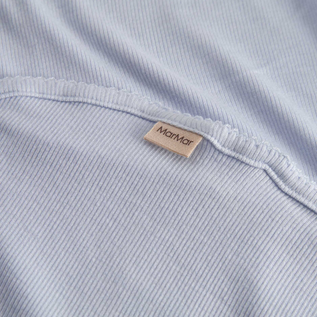 Sold at Bombon shop, designed by Mar Mar Copenhagen, Alida soft modal baby blanket in Blue Mist