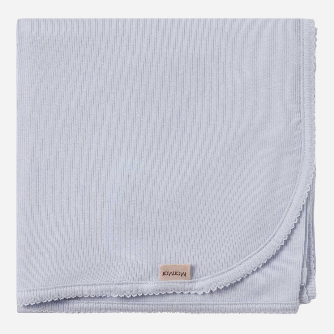 Sold at Bombon shop, designed by Mar Mar Copenhagen, Alida soft modal baby blanket in Blue Mist