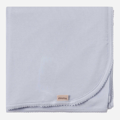Sold at Bombon shop, designed by Mar Mar Copenhagen, Alida soft modal baby blanket in Blue Mist
