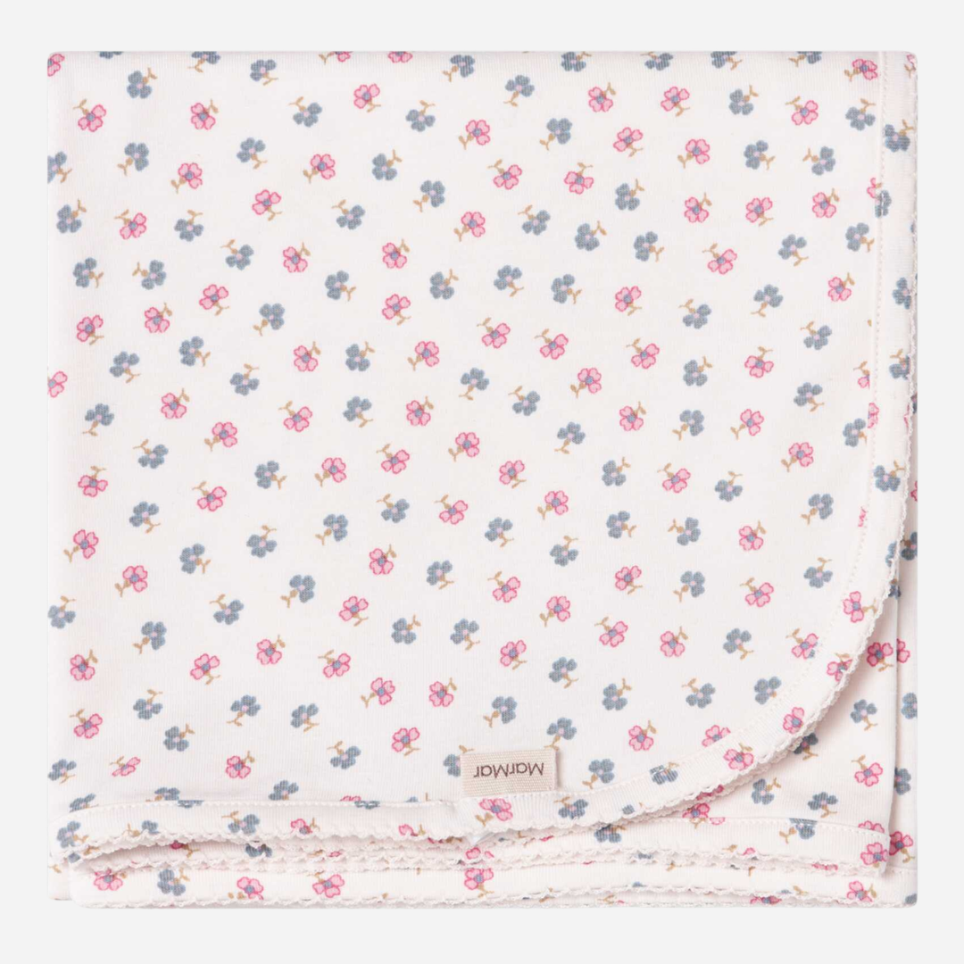 Sold at Bombon shop, designed by Mar Mar Copenhagen, Alida baby blanket in Mini Flower print modal and organic cotton blend