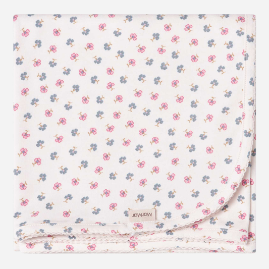 Sold at Bombon shop, designed by Mar Mar Copenhagen, Alida baby blanket in Mini Flower print modal and organic cotton blend