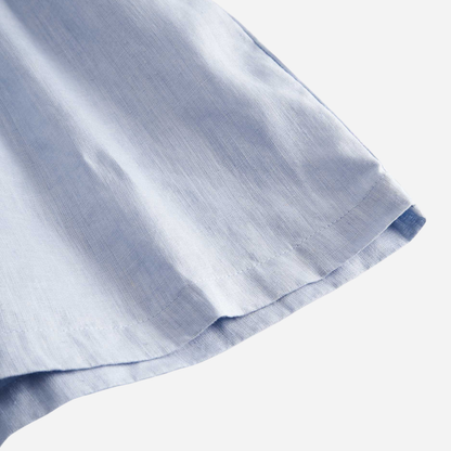 Sold at Bombon shop, designed by Mar Mar Copenhagen, Daki baby dress in Blue Mist linen with sailor collar