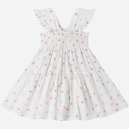 Sold at Bombon shop, designed by Mar Mar Copenhagen, Dalani children’s dress in Poppy print with ruffled straps