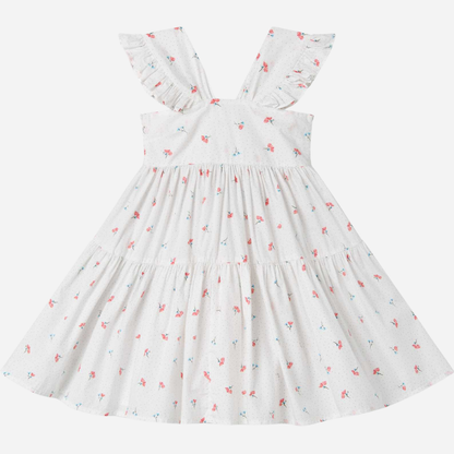 Sold at Bombon shop, designed by Mar Mar Copenhagen, Dalani children’s dress in Poppy print with ruffled straps