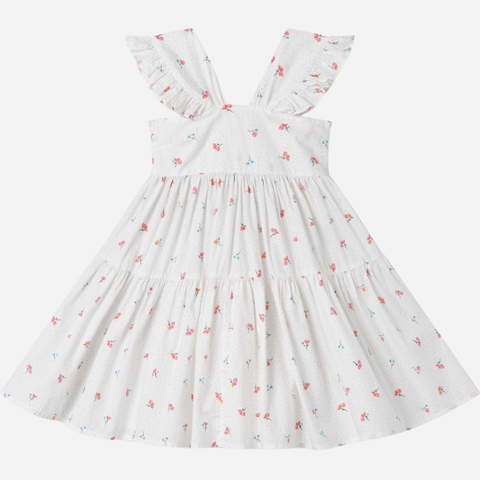 Sold at Bombon shop, designed by Mar Mar Copenhagen, Dalani children’s dress in Poppy print with ruffled straps