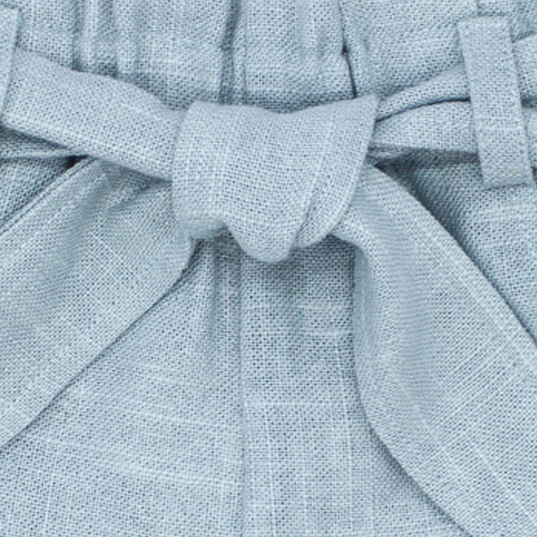 sold at Bombon shop, designed by Fina Ejerique brand, green linen shorts for girls are perfect for spring and summer. Zoom view