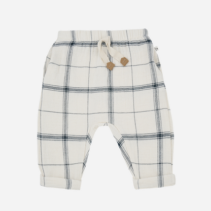 sold at Bombon shop, designed by 1+ int he family, these pants for baby boys and toddlers are perfect for spring and summer. front view