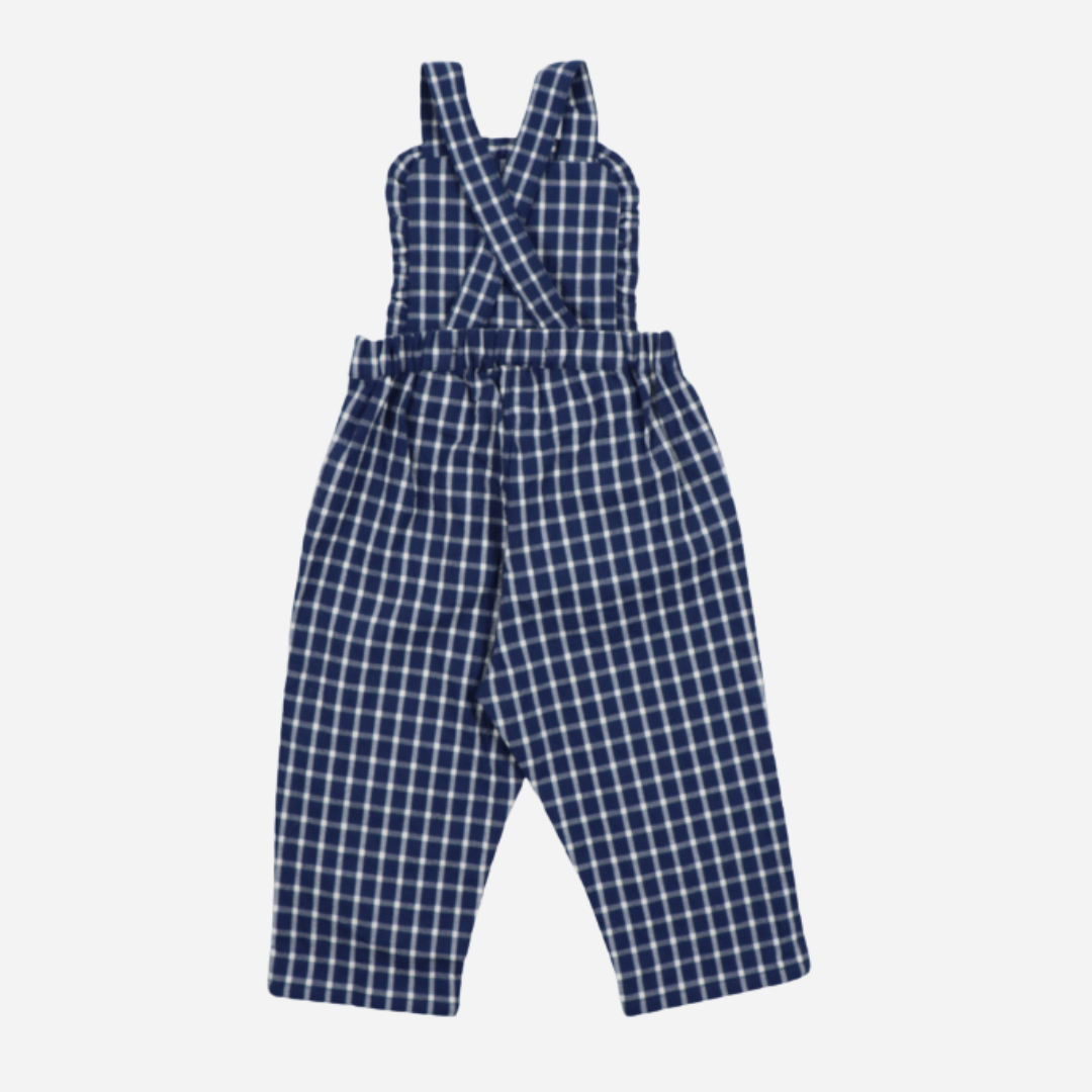 sold at Bombon, designed by The New Society baby jumpsuit in midnight check pattern with soft cotton blend and relaxed fit