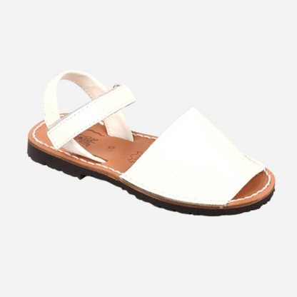 sold at Bombon Shop, Hand crafted in Spain, these Ibicenca sandals in white are great for Spring and Summer. 