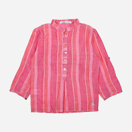 Sold at Bombon shop, designed by Al Agua Patos brand, this madras print shirt for baby boys and toddlers perfect for spring and summer. front view