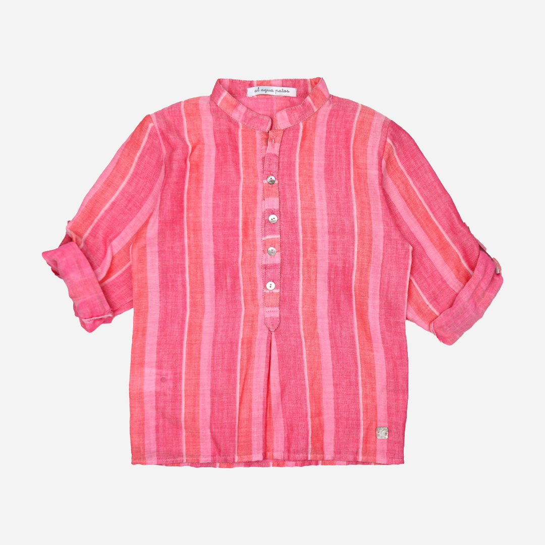 Sold at Bombon shop, designed by Al Agua Patos brand, this madras print shirt for baby boys and toddlers perfect for spring and summer. front rolled sleeves
