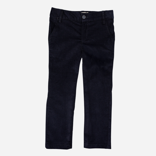 Sold at Bombon shop, designed by Fina Ejerique, navy corduroy trousers with slim fit and classic design. front