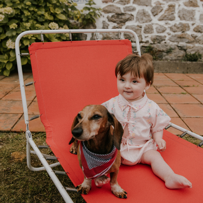 sold at Bombon, designed by The New Society petal pink baby bloomer with delicate embroidery in 100% cotton matching baby set and sibling look