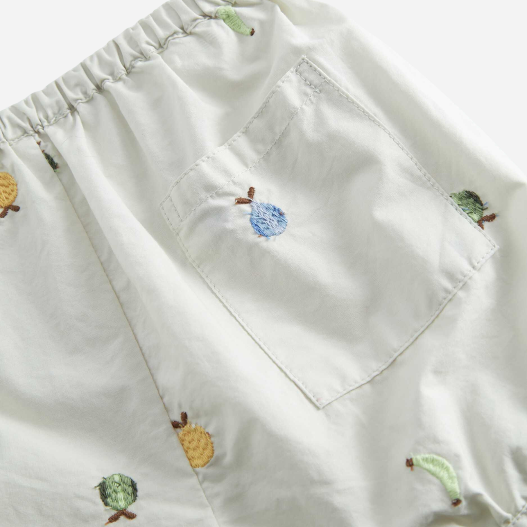 Sold at Bombon shop, designed by Mar Mar Copenhagen, Pabi S baby bloomers in Fruit Embroidery