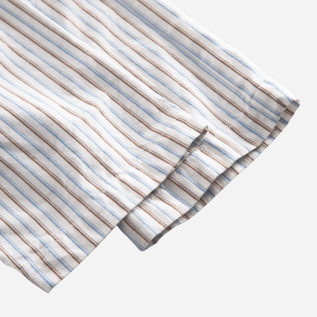 Sold at Bombon shop, designed by Mar Mar Copenhagen, Panto baby pants in Blue Iris Stripe cotton fabric