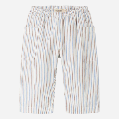 Sold at Bombon shop, designed by Mar Mar Copenhagen, Panto baby pants in Blue Iris Stripe cotton fabric