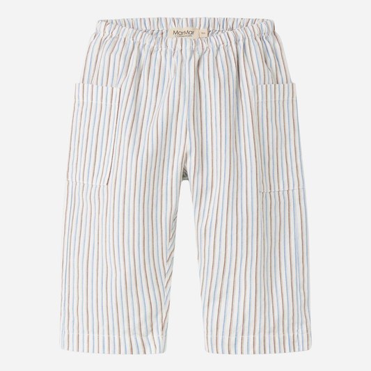 Sold at Bombon shop, designed by Mar Mar Copenhagen, Panto baby pants in Blue Iris Stripe cotton fabric