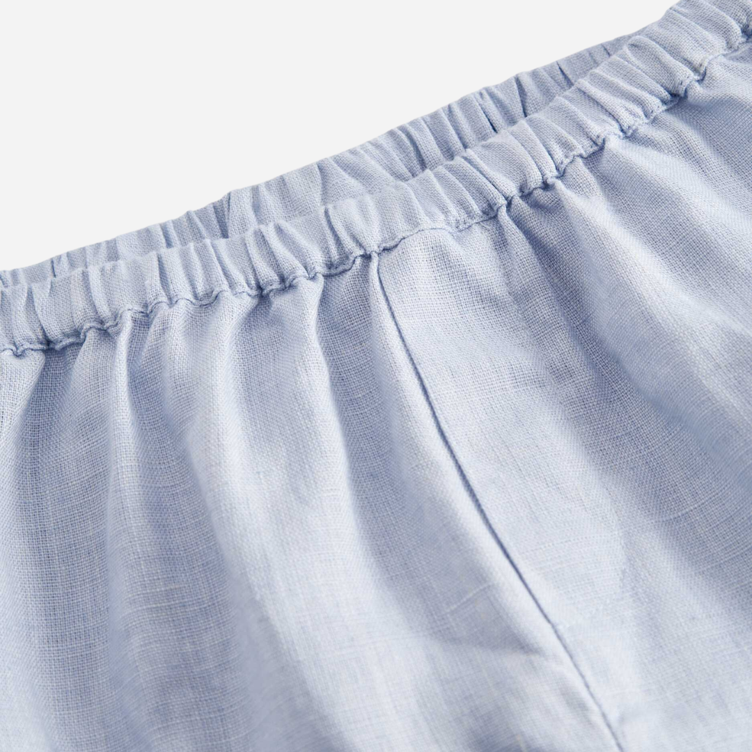 Sold at Bombon shop, designed by Mar Mar Copenhagen, Pabi S baby bloomers in Blue Mist linen