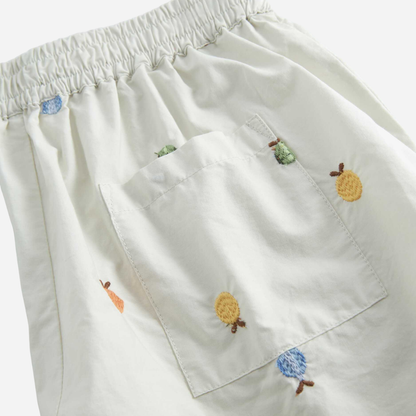 Sold at Bombon shop, designed by Mar Mar Copenhagen, Pinon children’s shorts in Fruit Embroidery
