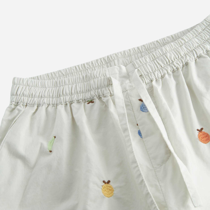 Sold at Bombon shop, designed by Mar Mar Copenhagen, Pinon children’s shorts in Fruit Embroidery