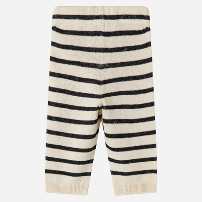 Sold at Bombon shop, designed by Mar Mar Copenhagen, Powy baby knit pants in Off White Stripe linen and cotton blend