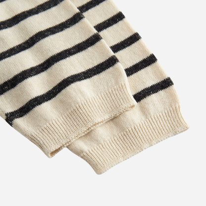 Sold at Bombon shop, designed by Mar Mar Copenhagen, Powy baby knit pants in Off White Stripe linen and cotton blend