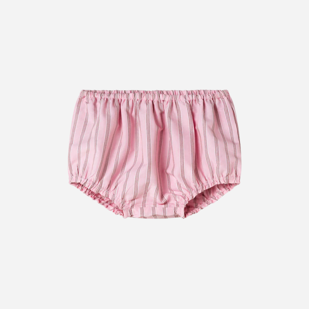 Sold at Bombon shop, designed by Mar Mar Copenhagen, Tuss top and Pusle baby bloomers set in Bonbon Pink Stripes