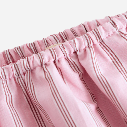 Sold at Bombon shop, designed by Mar Mar Copenhagen, Tuss top and Pusle baby bloomers set in Bonbon Pink Stripes
