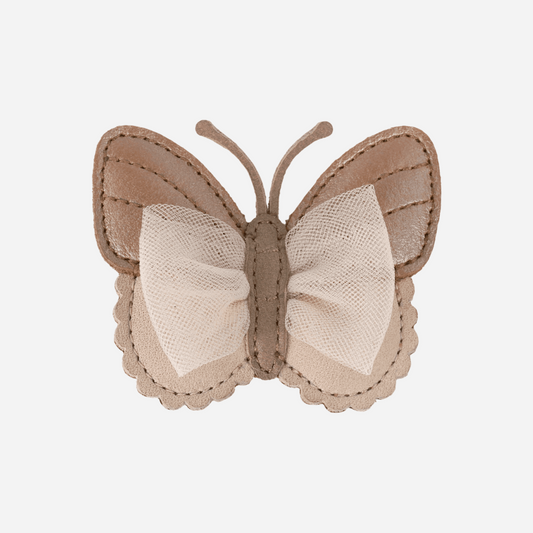 Sold at Bombon shop, designed by Donsje from Amsterdam, this baby and toddler butterfly hair clip for girls is perfect to complete any outfit. front view