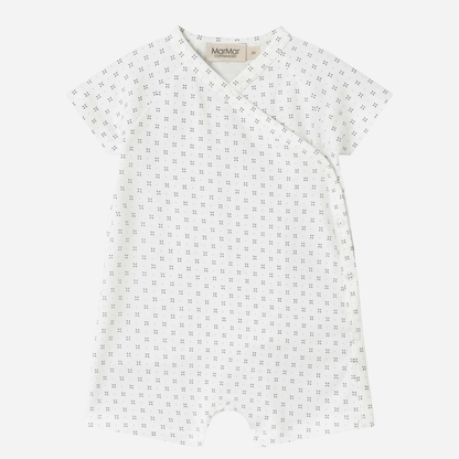 Sold at Bombon shop, designed by Mar Mar Copenhagen, Rap baby wrap short onesie in Droplet print
