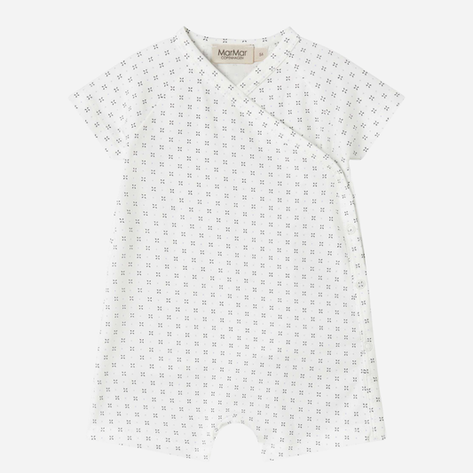 Sold at Bombon shop, designed by Mar Mar Copenhagen, Rap baby wrap short onesie in Droplet print