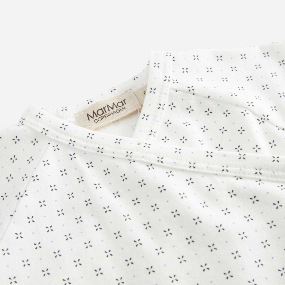 Sold at Bombon shop, designed by Mar Mar Copenhagen, Rap baby wrap short onesie in Droplet print