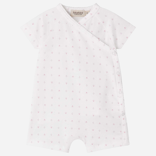 Sold at Bombon shop, designed by Mar Mar Copenhagen, Rap baby wrap short onesie in Tiny Tulip print