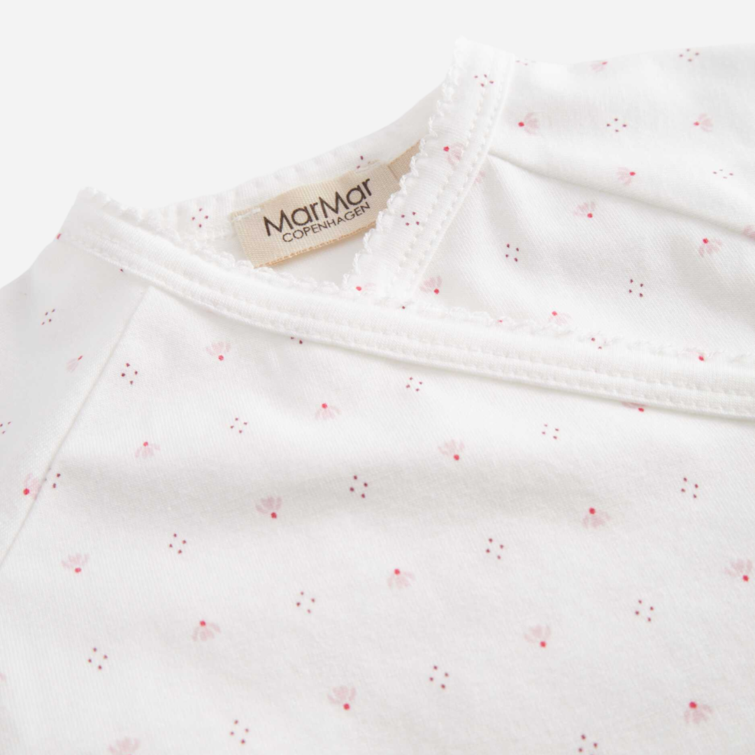Sold at Bombon shop, designed by Mar Mar Copenhagen, Rap baby wrap short onesie in Tiny Tulip print