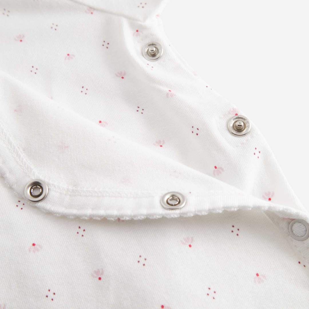 Sold at Bombon shop, designed by Mar Mar Copenhagen, Rap baby wrap short onesie in Tiny Tulip print