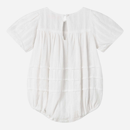 Sold at Bombon shop, designed by Mar Mar Copenhagen, Ritona baby bodysuit in White with puff sleeves