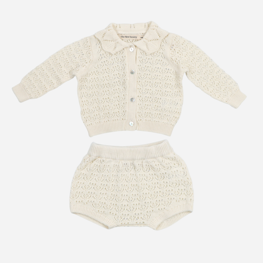 sold at Bombon, designed by The New Society ecru baby two-piece set with long sleeve top and bloomer in 100% cotton soft classic outfit