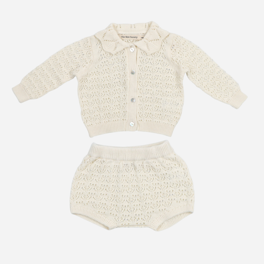 sold at Bombon, designed by The New Society ecru baby two-piece set with long sleeve top and bloomer in 100% cotton soft classic outfit