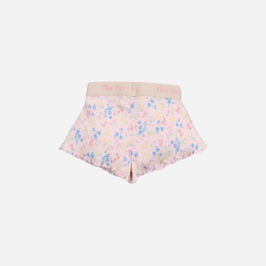 sold at Bombon, designed by The New Society ribbed baby shorts in sabina floral print with elastic waist soft stretch cotton matching set with baby tee