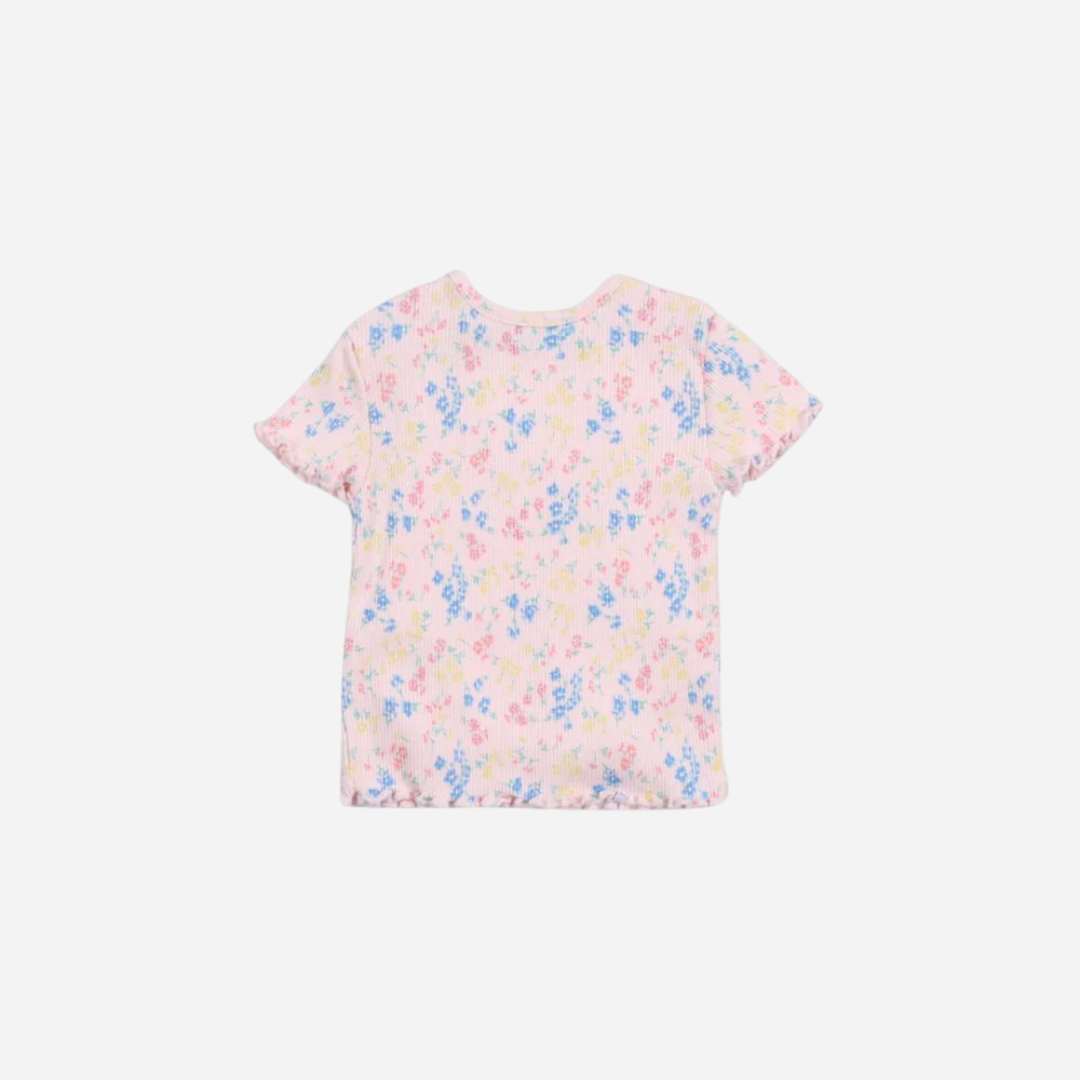 sold at Bombon, designed by The New Society ribbed baby tee in sabina floral print with soft stretch cotton matching set with baby shorts