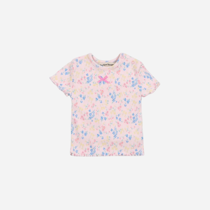 sold at Bombon, designed by The New Society ribbed baby tee in sabina floral print with soft stretch cotton matching set with baby shorts